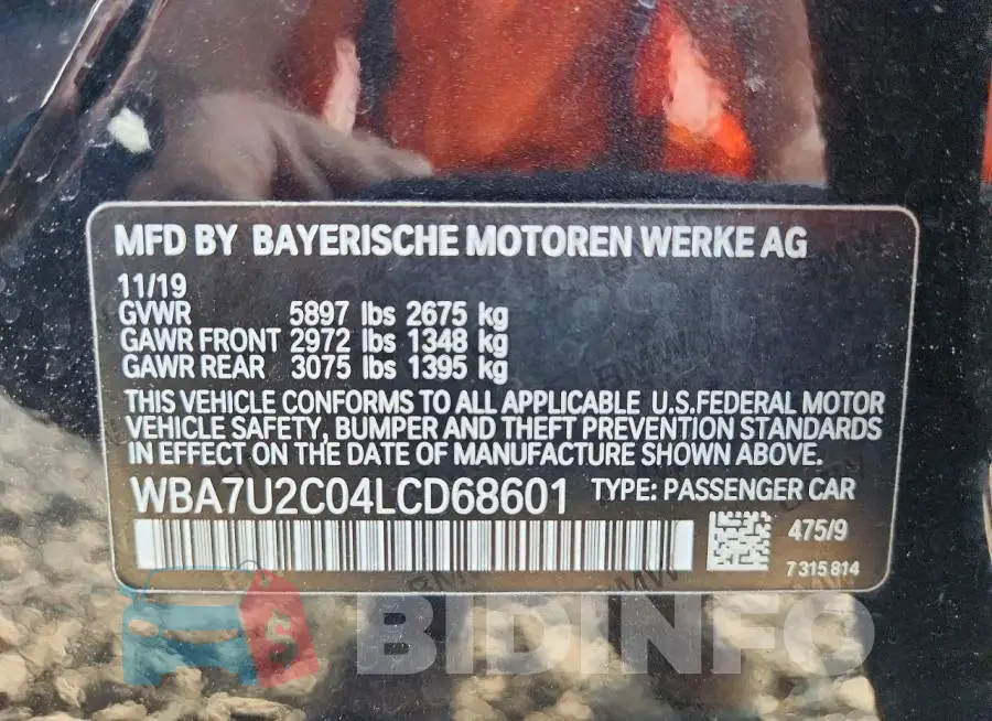 WBA7U2C04LCD68601 Photo# 12