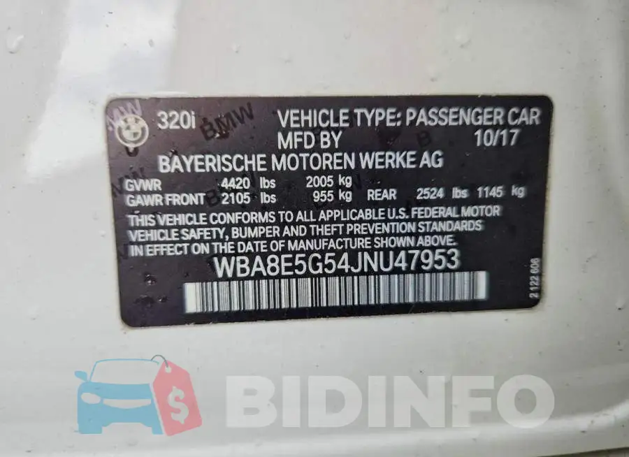 WBA8E5G54JNU47953 Photo# 12