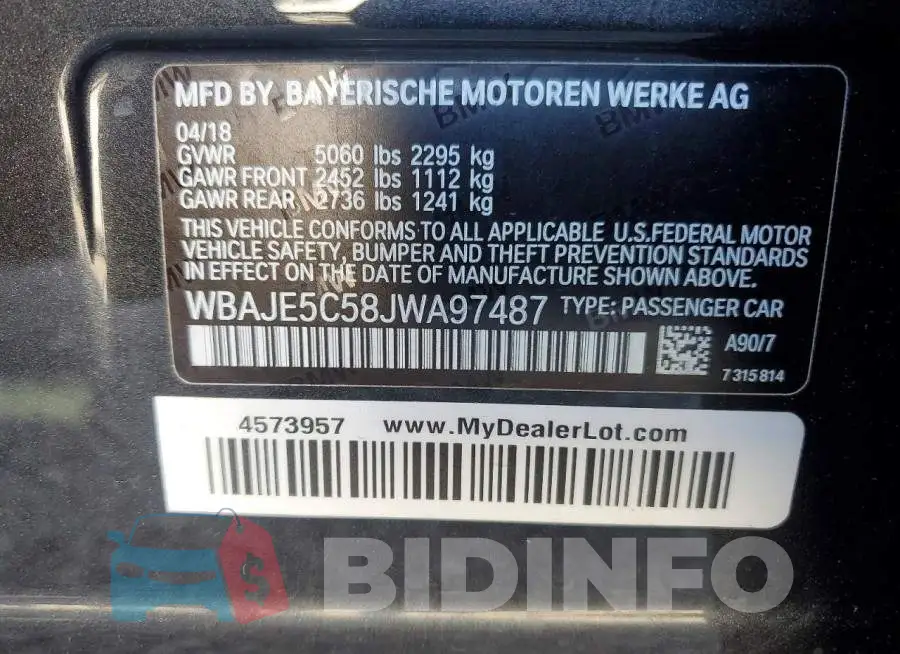 WBAJE5C58JWA97487 Photo# 12