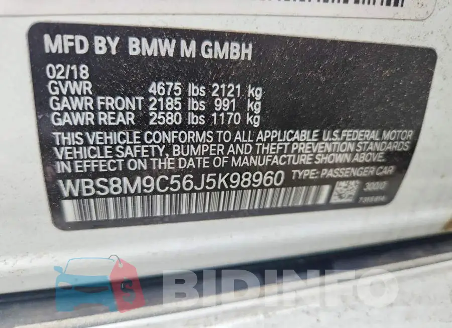 WBS8M9C56J5K98960 Photo# 13