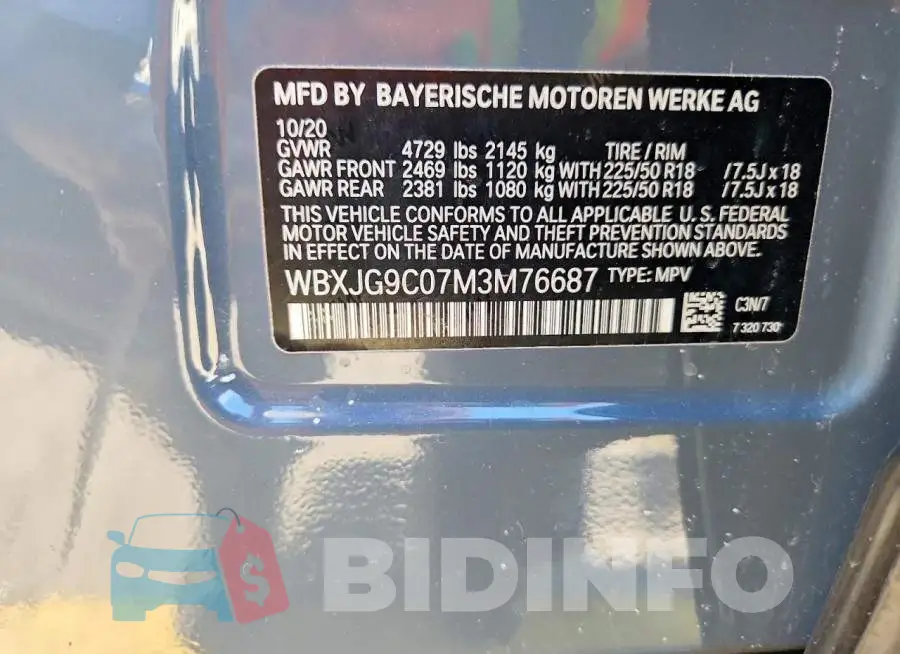 WBXJG9C07M3M76687 Photo# 13