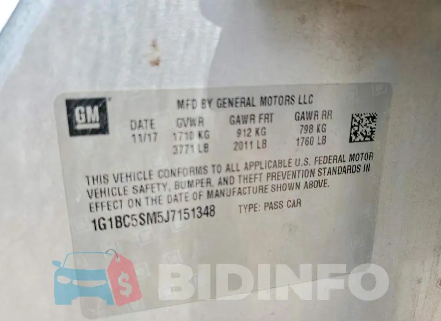 1G1BC5SM5J7151348 Photo# 12