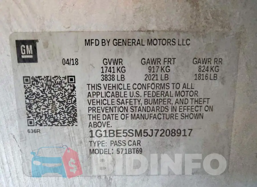 1G1BE5SM5J7208917 Photo# 12