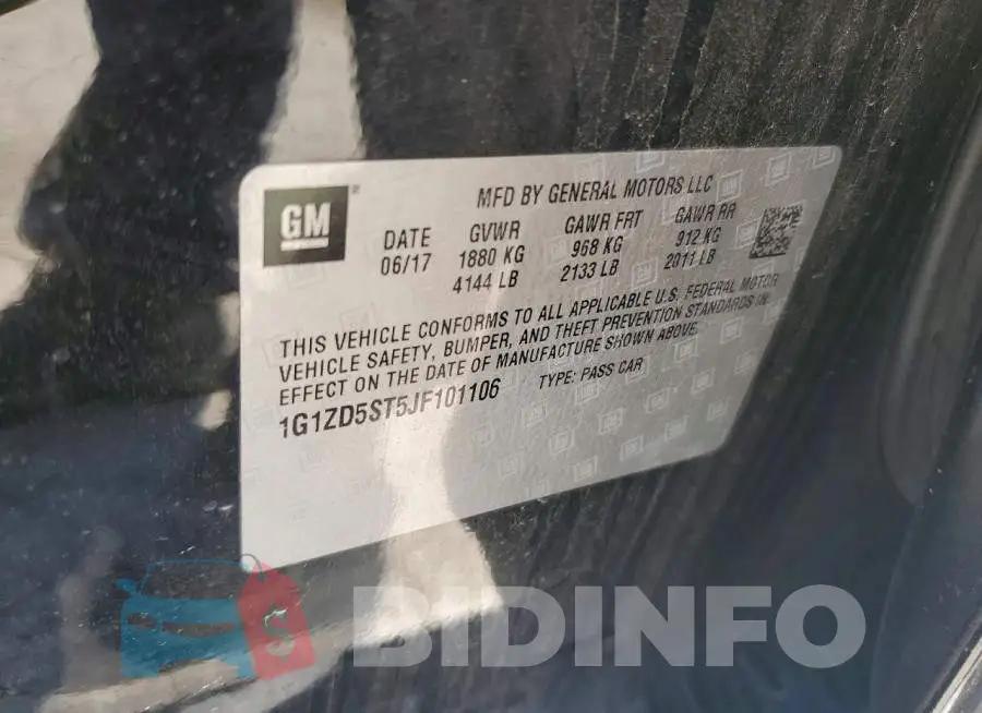 1G1ZD5ST5JF101106 Photo# 12