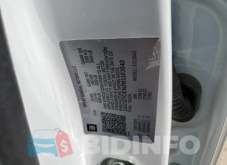 1GCGTCEN2M1103643 Photo# 12