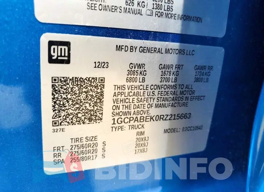 1GCPABEK0RZ215663 Photo# 12