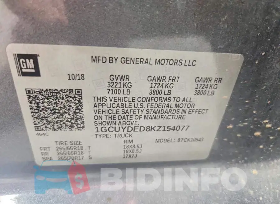 1GCUYDED8KZ154077 Photo# 12