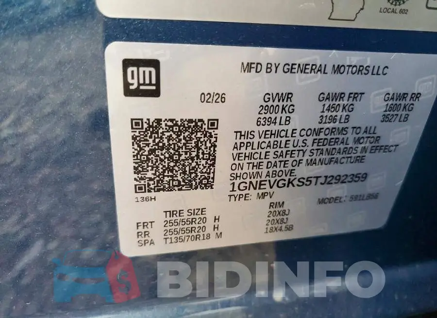 1GNEVGKS5TJ292359 Photo# 14