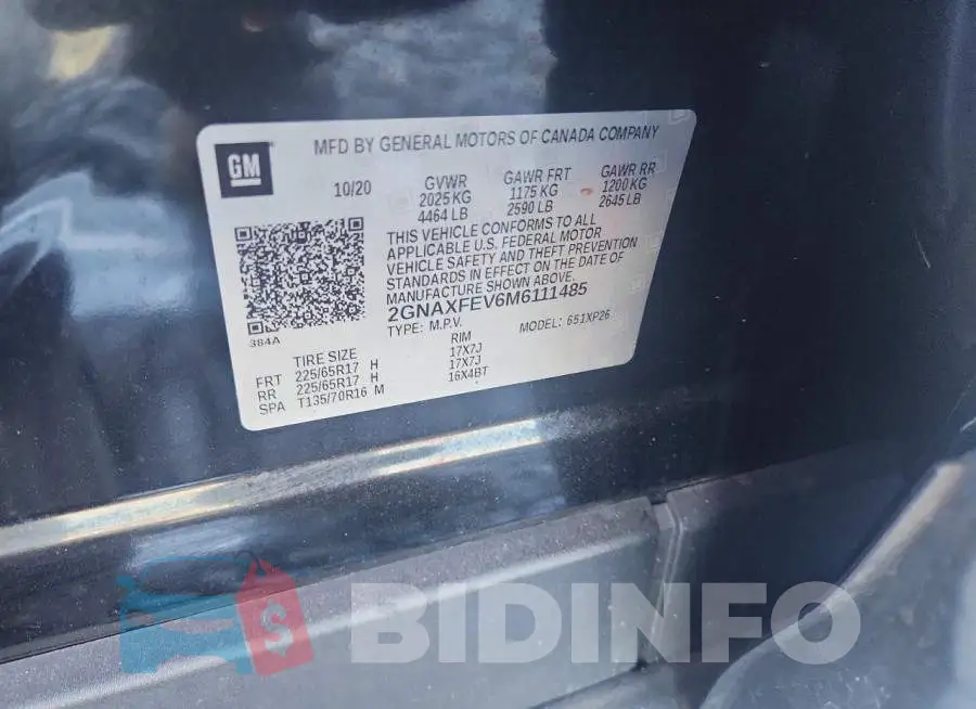 2GNAXFEV6M6111485 Photo# 13
