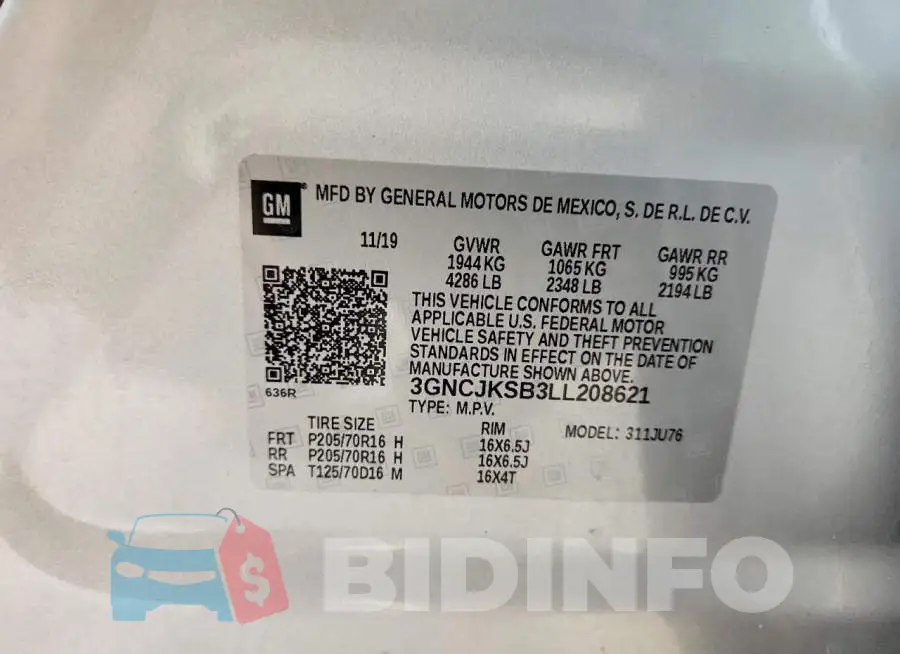 3GNCJKSB3LL208621 Photo# 13