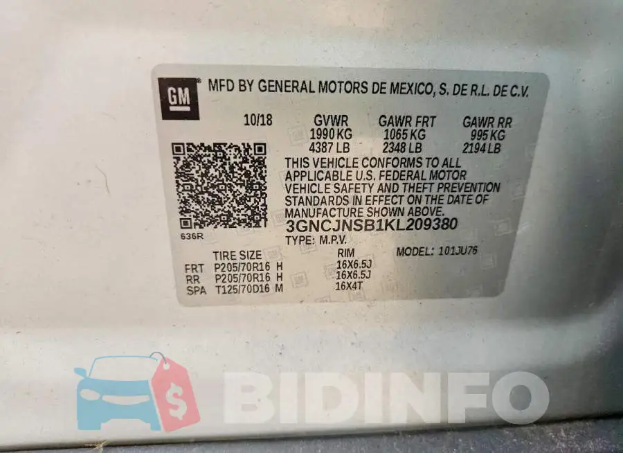 3GNCJNSB1KL209380 Photo# 12