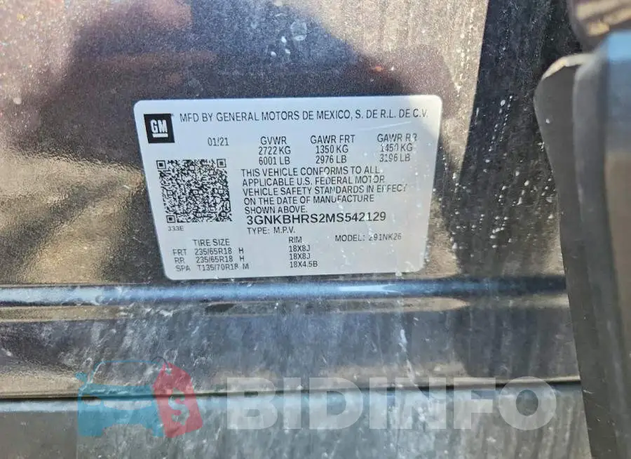 3GNKBHRS2MS542129 Photo# 12