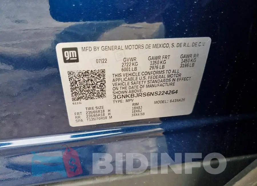 3GNKBJRS6NS224264 Photo# 12