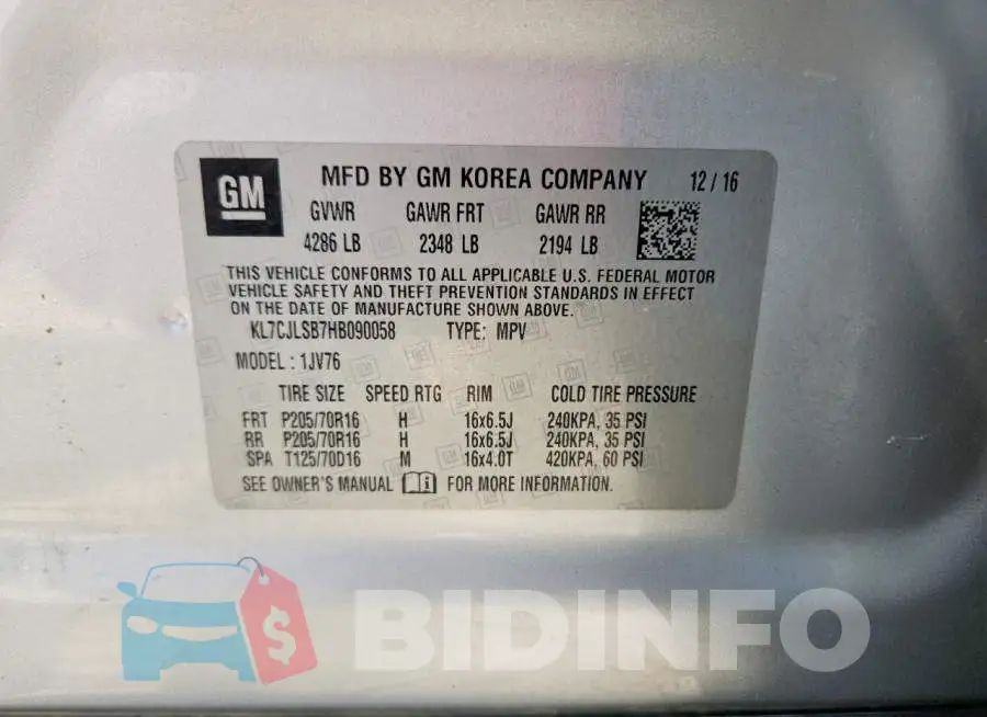 KL7CJLSB7HB090058 Photo# 12
