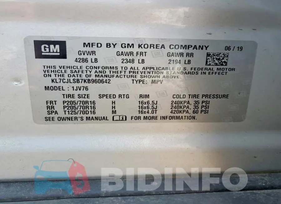 KL7CJLSB7KB960642 Photo# 13