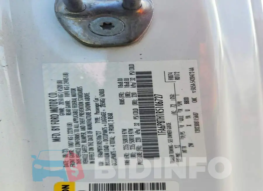 1FA6P8TH1R5106727 Photo# 12