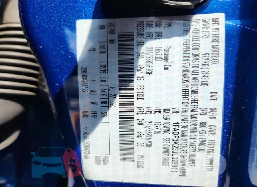 1FADP3K23JL329911 Photo# 12