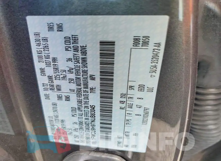 1FMCU9H97NUB83045 Photo# 13