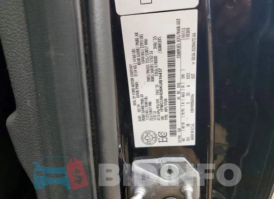 1FMCU9HD8KUB16437 Photo# 13