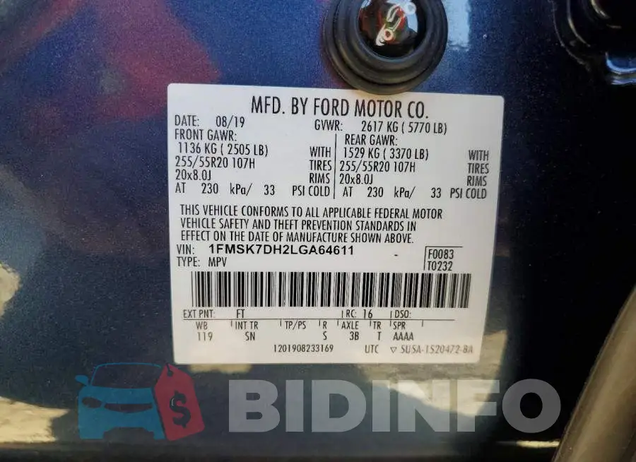 1FMSK7DH2LGA64611 Photo# 14