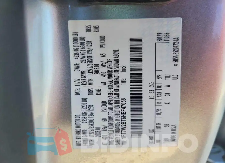 1FT7W2BT6HEF47658 Photo# 12