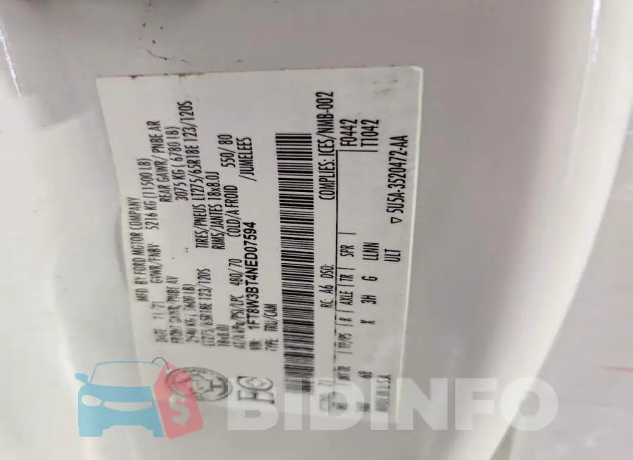 1FT8W3BT4NED07594 Photo# 13