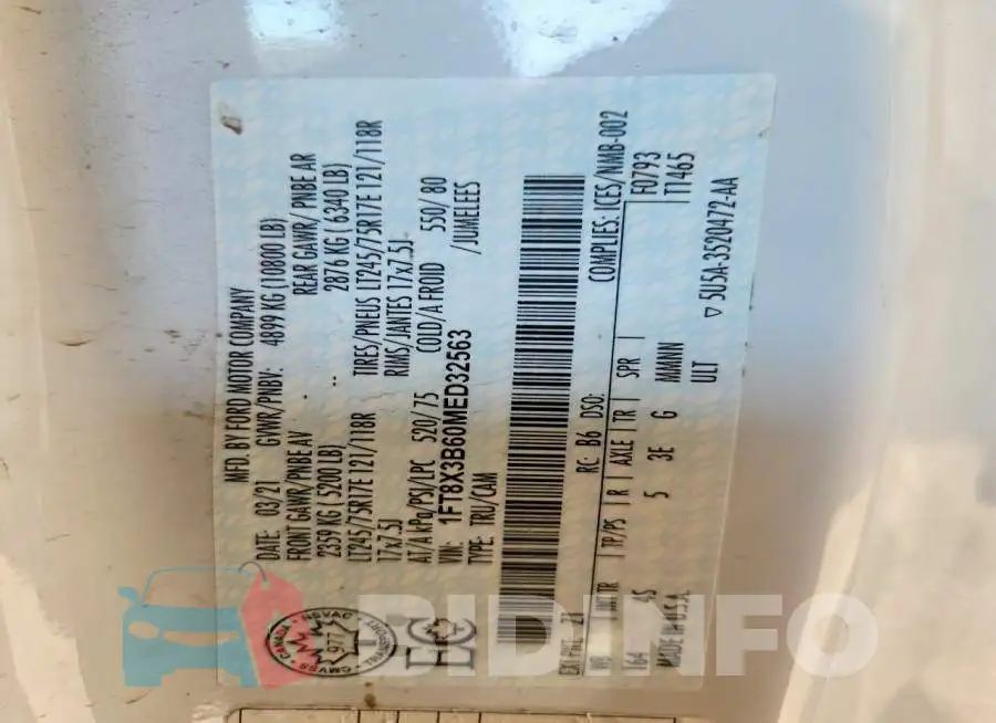 1FT8X3B60MED32563 Photo# 12