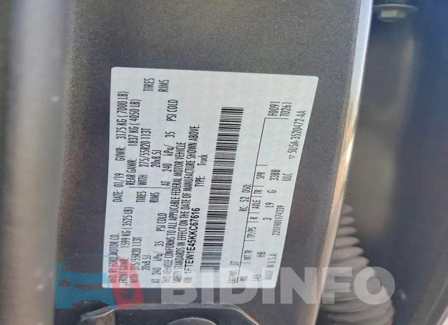 1FTEW1E45KKC67616 Photo# 12