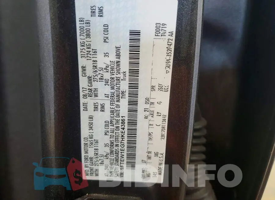 1FTEW1EG7HKE43861 Photo# 12