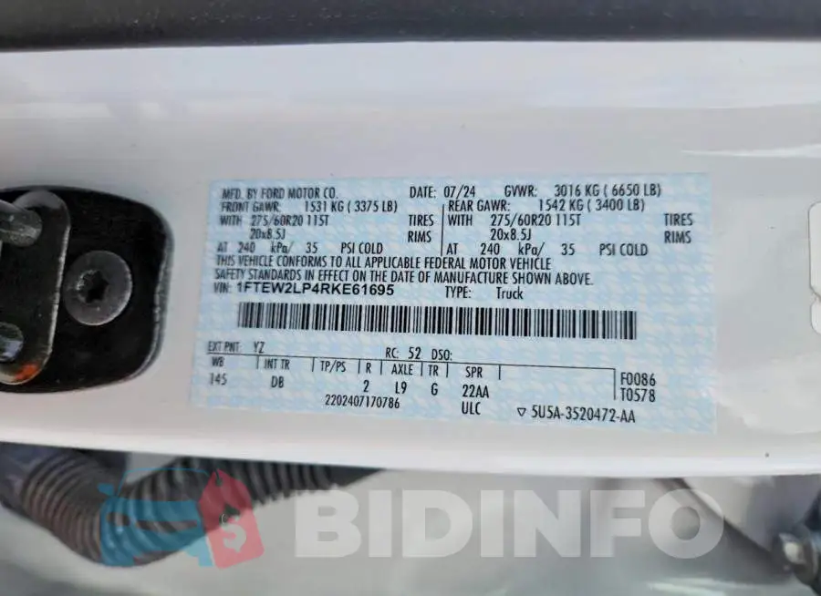 1FTEW2LP4RKE61695 Photo# 12