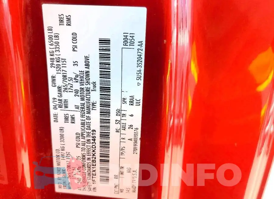 1FTEX1EB2KKD34619 Photo# 12