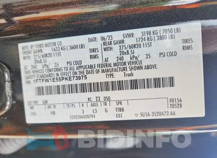 1FTFW1E55PKE73975 Photo# 13