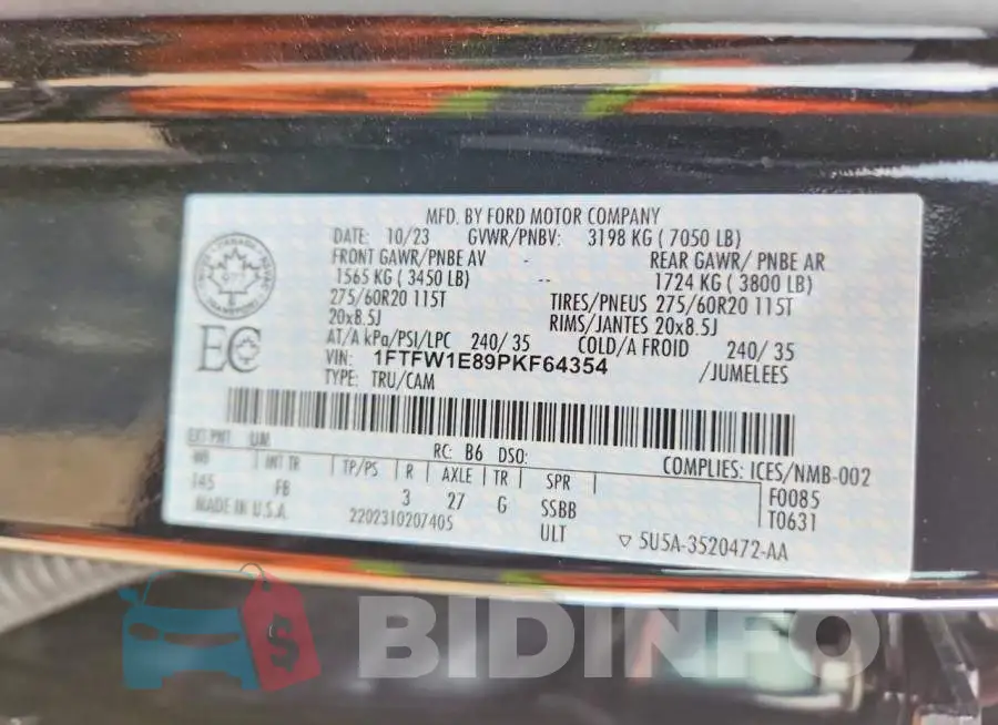 1FTFW1E89PKF64354 Photo# 12