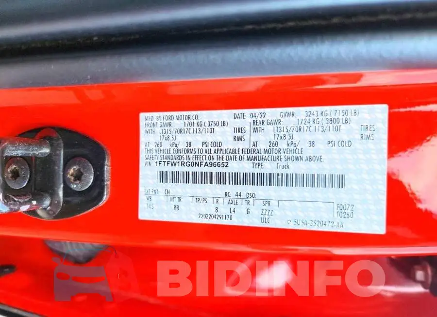 1FTFW1RG0NFA96652 Photo# 12