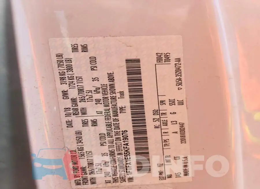 1FTFX1E55KFA19076 Photo# 12