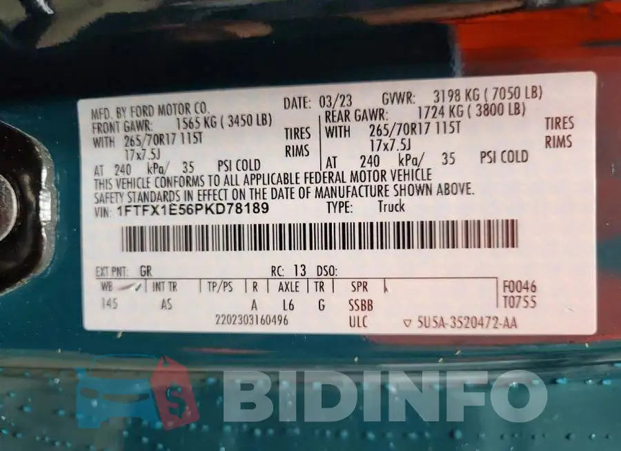 1FTFX1E56PKD78189 Photo# 12