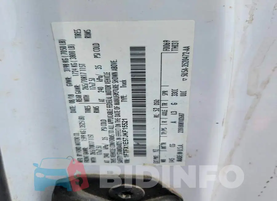 1FTFX1E57JKF15521 Photo# 12