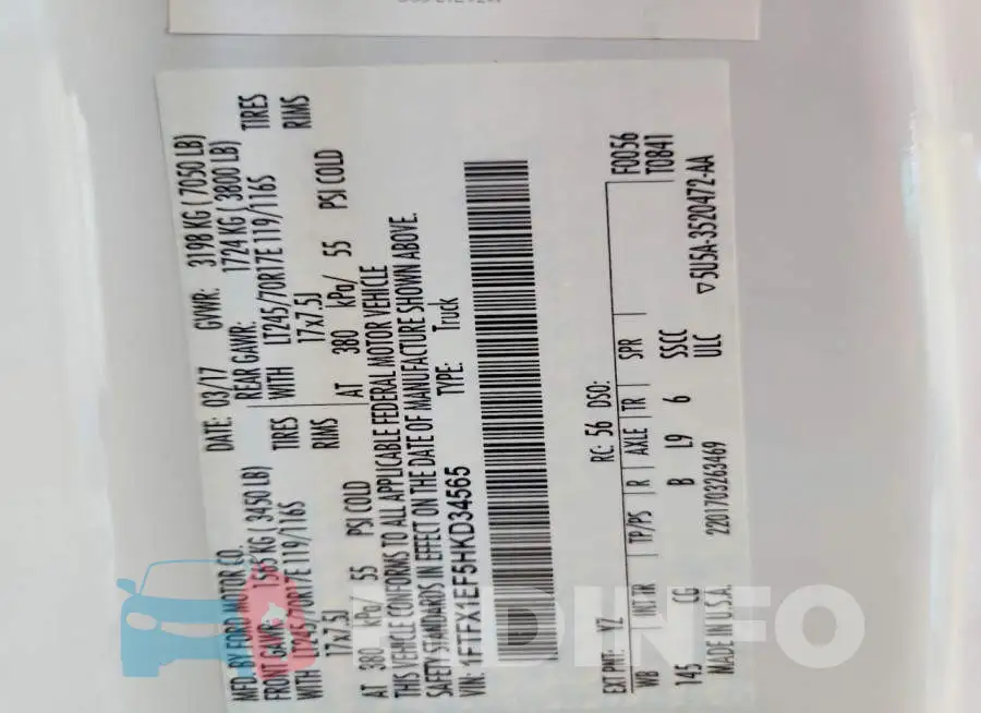 1FTFX1EF5HKD34565 Photo# 12