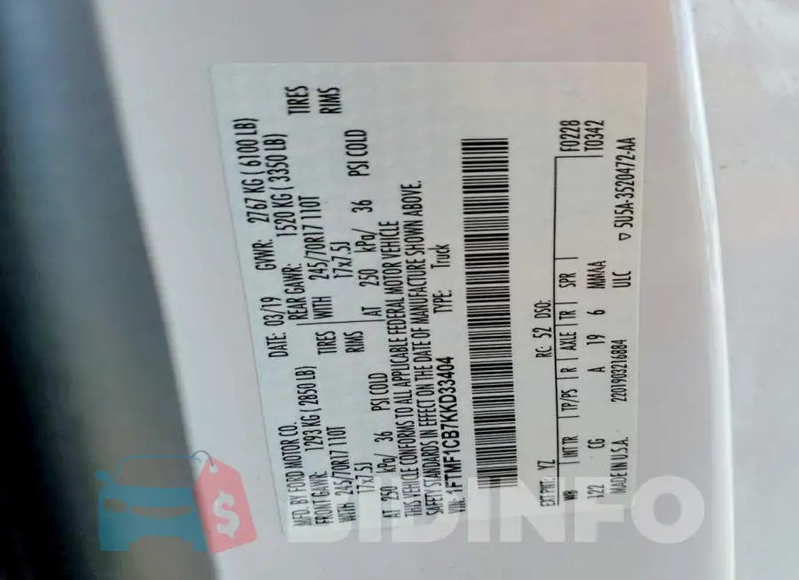 1FTMF1CB7KKD33404 Photo# 12