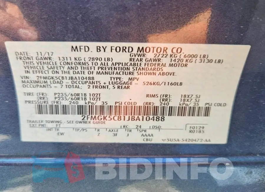 2FMGK5C81JBA10488 Photo# 13
