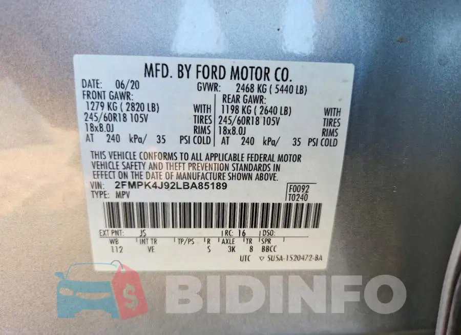 2FMPK4J92LBA85189 Photo# 13