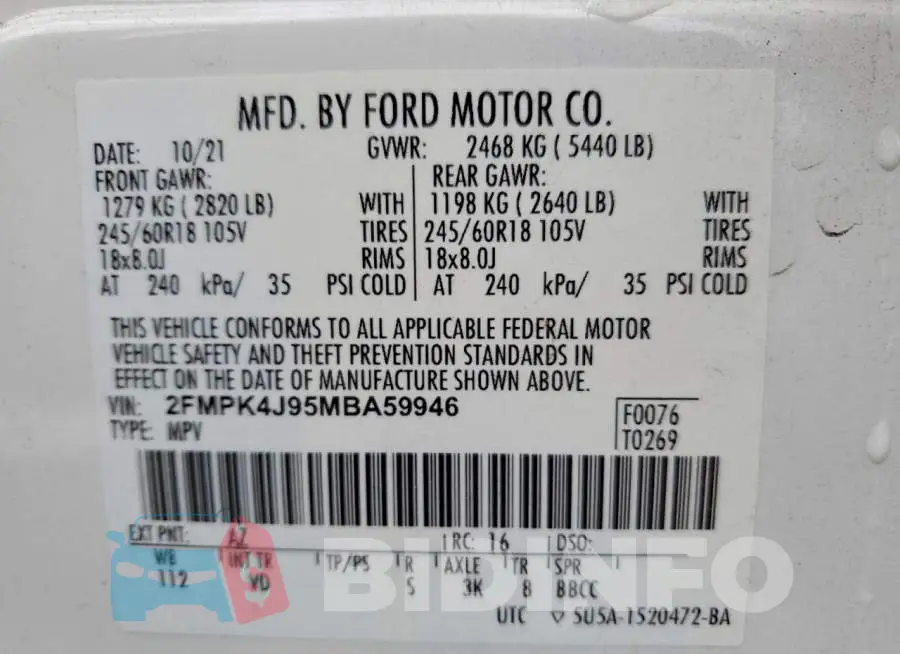 2FMPK4J95MBA59946 Photo# 13