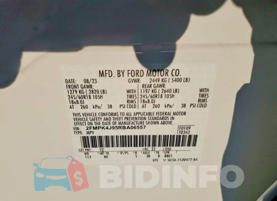 2FMPK4J95RBA06557 Photo# 12