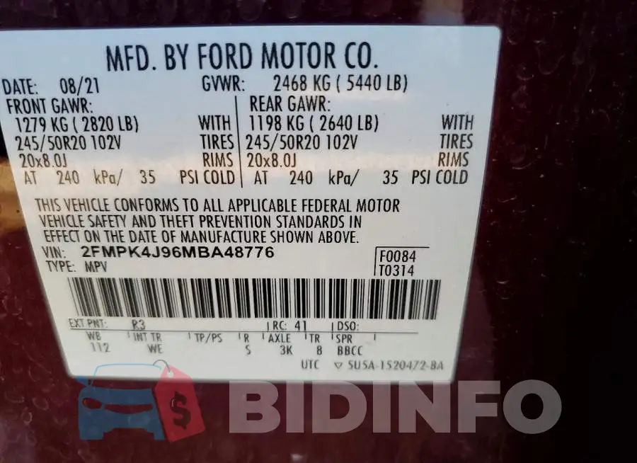 2FMPK4J96MBA48776 Photo# 12