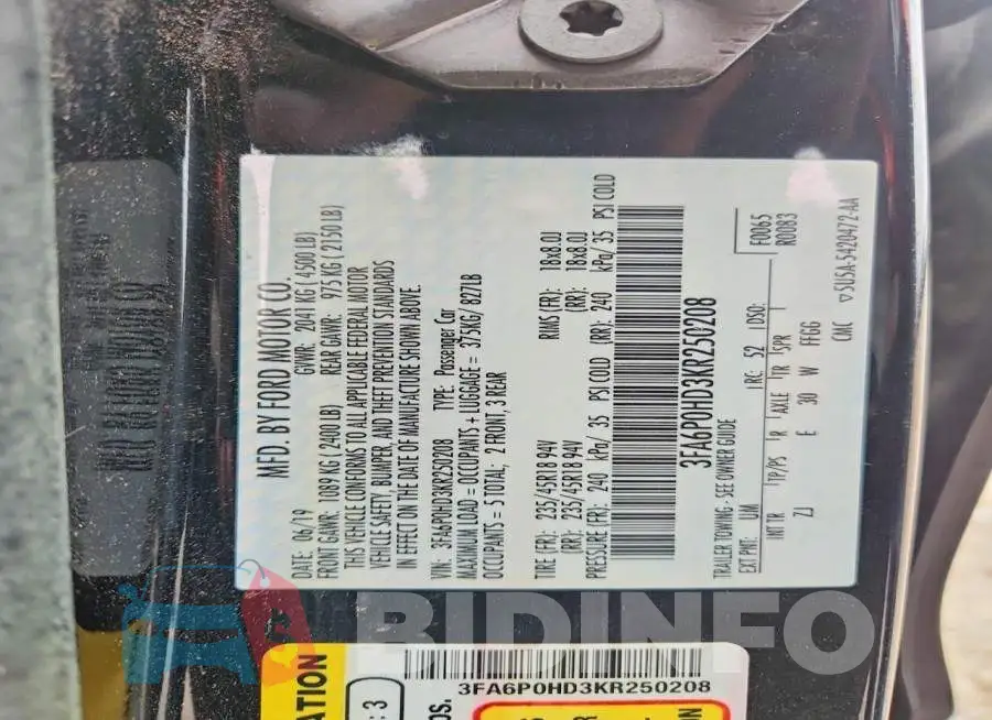 3FA6P0HD3KR250208 Photo# 12