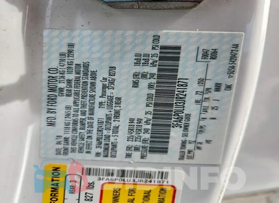 3FA6P0LU3JR241871 Photo# 13