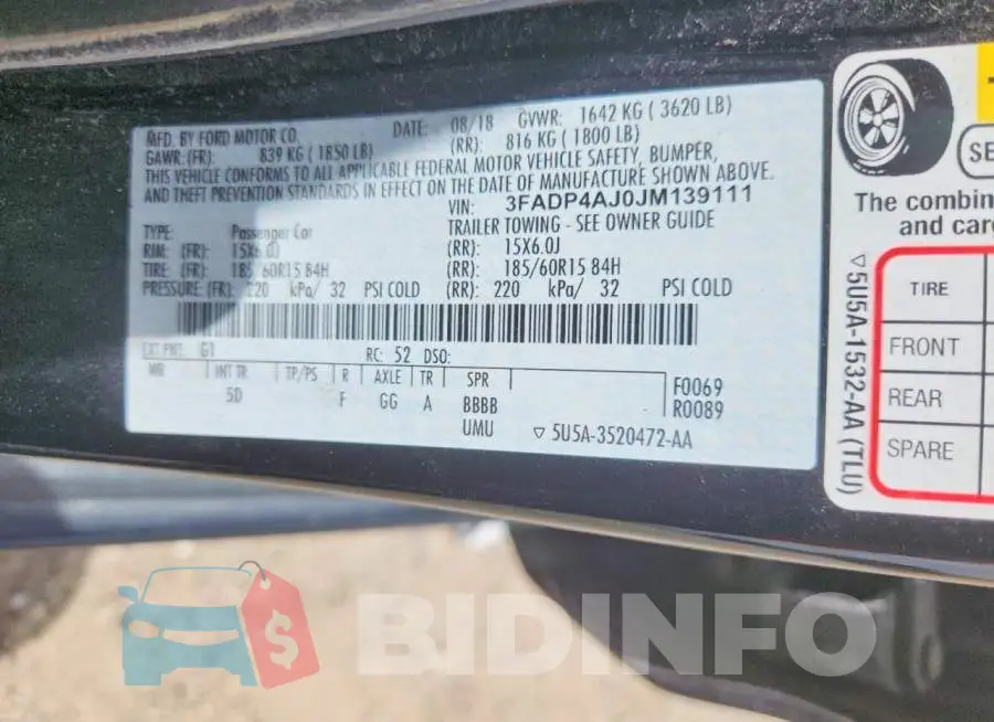 3FADP4AJ0JM139111 Photo# 12