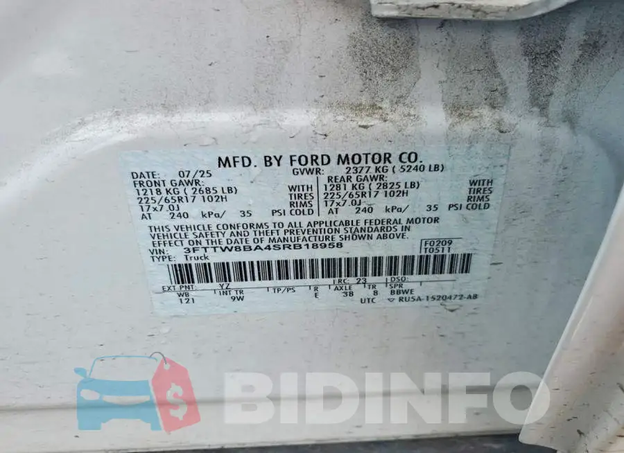 3FTTW8BA4SRB18958 Photo# 12