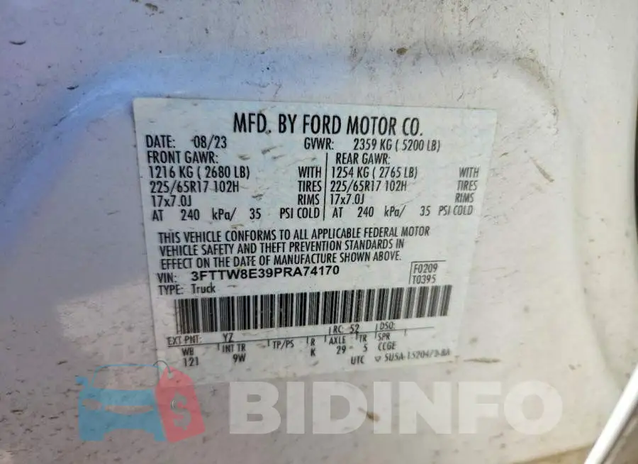 3FTTW8E39PRA74170 Photo# 12