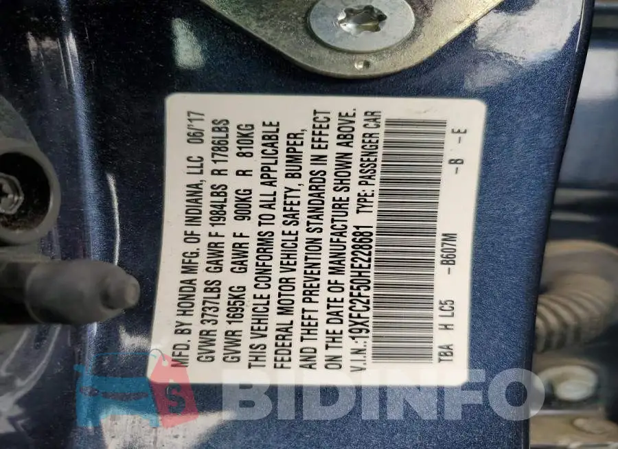 19XFC2F50HE228681 Photo# 12